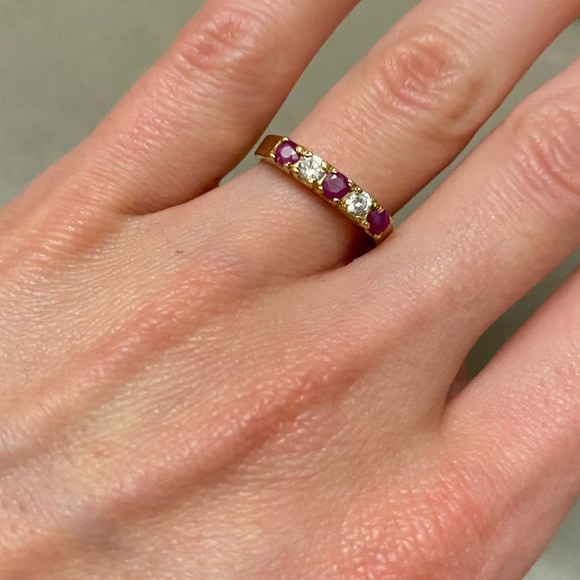 NWOT 14K Gold Plated Purple and Clear Crystal Stones - Picture 4 of 17